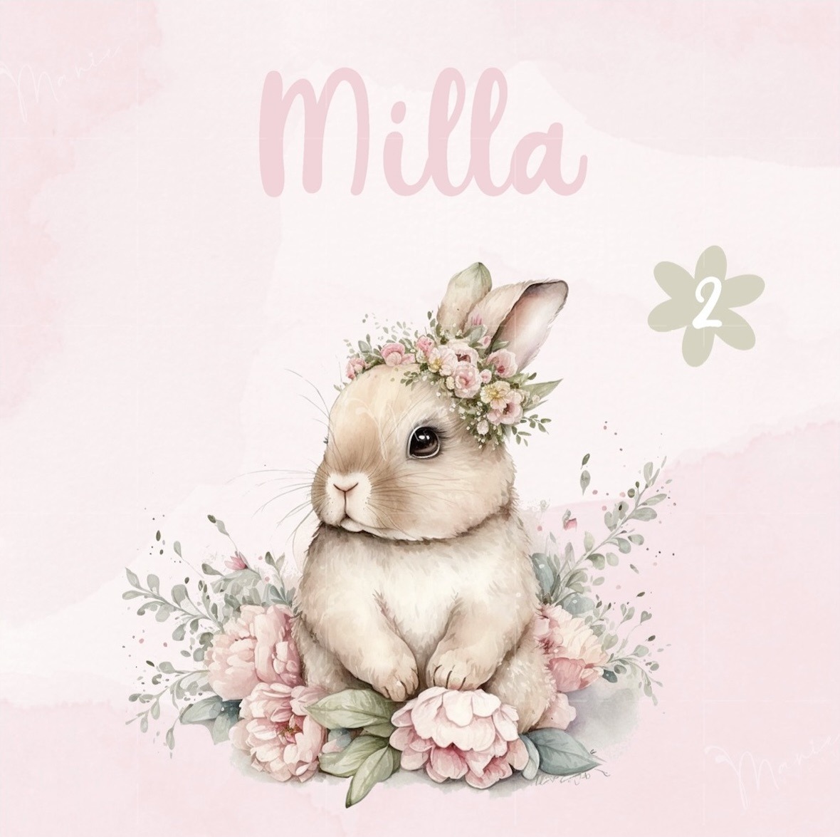 Lapin fleuri rose